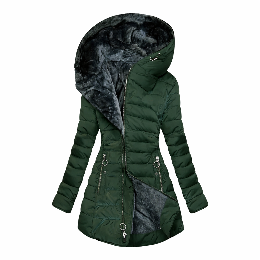 Donsjack met capuchon en pluche voering || UITVERKOOP